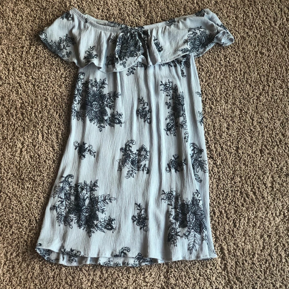 Blue off the shoulder dress